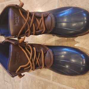 Sperry Brown Leather and Navy Duck Boots
